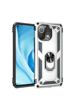 Newface Xiaomi Mİ 11 Lite Kılıf Sofya Yüzüklü Silikon Kapak - Gümüş