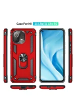 Newface Xiaomi Mİ 11 Lite Kılıf Sofya Yüzüklü Silikon Kapak - Kırmızı - Görsel 3