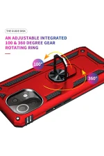 Newface Xiaomi Mİ 11 Lite Kılıf Sofya Yüzüklü Silikon Kapak - Kırmızı - Görsel 5