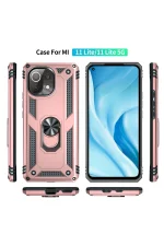 Newface Xiaomi Mİ 11 Lite Kılıf Sofya Yüzüklü Silikon Kapak - Rose - Görsel 3