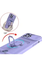 Newface Xiaomi Mİ 11 Lite Kılıf Zuma Kartvizitli Yüzüklü Silikon - Lila - Görsel 2