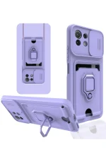 Newface Xiaomi Mİ 11 Lite Kılıf Zuma Kartvizitli Yüzüklü Silikon - Lila