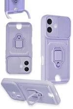 Newface Xiaomi Mİ 11 Lite Kılıf Zuma Kartvizitli Yüzüklü Silikon - Lila - Görsel 4