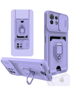 Newface Xiaomi Mİ 11 Lite Kılıf Zuma Kartvizitli Yüzüklü Silikon - Lila