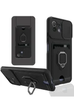 Newface Xiaomi Mİ 11 Lite Kılıf Zuma Kartvizitli Yüzüklü Silikon - Siyah