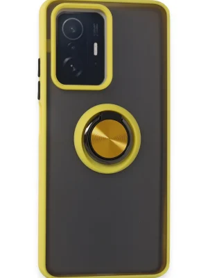 Newface Xiaomi Mi 11T Pro Kılıf Montreal Yüzüklü Silikon Kapak - Sarı
