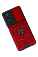 Newface Xiaomi Mi 11T Pro Kılıf Pars Lens Yüzüklü Silikon - Kırmızı - Görsel 3