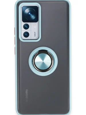 Newface Xiaomi Mi 12T Pro Kılıf Montreal Yüzüklü Silikon Kapak - Buz Mavi