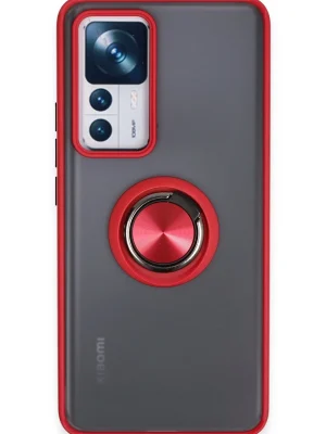 Newface Xiaomi Mi 12T Pro Kılıf Montreal Yüzüklü Silikon Kapak - Kırmızı