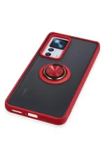 Newface Xiaomi Mi 12T Pro Kılıf Montreal Yüzüklü Silikon Kapak - Kırmızı - Görsel 5