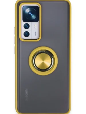 Newface Xiaomi Mi 12T Pro Kılıf Montreal Yüzüklü Silikon Kapak - Sarı