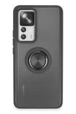 Newface Xiaomi Mi 12T Pro Kılıf Montreal Yüzüklü Silikon Kapak - Siyah