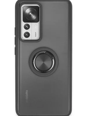 Newface Xiaomi Mi 12T Pro Kılıf Montreal Yüzüklü Silikon Kapak - Siyah