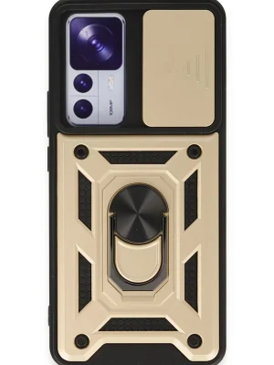 Newface Xiaomi Mi 12T Pro Kılıf Pars Lens Yüzüklü Silikon - Gold