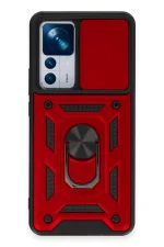 Newface Xiaomi Mi 12T Pro Kılıf Pars Lens Yüzüklü Silikon - Kırmızı