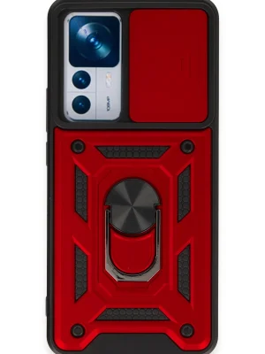 Newface Xiaomi Mi 12T Pro Kılıf Pars Lens Yüzüklü Silikon - Kırmızı