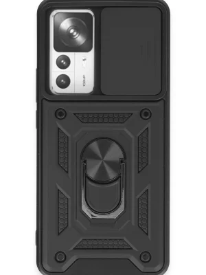 Newface Xiaomi Mi 12T Pro Kılıf Pars Lens Yüzüklü Silikon - Siyah