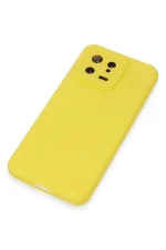 Newface Xiaomi Mi 13 Kılıf Nano içi Kadife Silikon - Sarı - Görsel 4