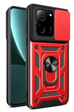 Newface Xiaomi Mi 13T Pro Kılıf Pars Lens Yüzüklü Silikon - Kırmızı