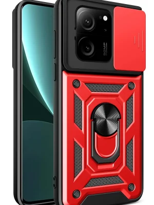 Newface Xiaomi Mi 13T Pro Kılıf Pars Lens Yüzüklü Silikon - Kırmızı