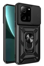 Newface Xiaomi Mi 13T Pro Kılıf Pars Lens Yüzüklü Silikon - Siyah