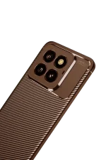 Newface Xiaomi Mi 14T Pro Kılıf Auto Focus Karbon Kapak - Kahverengi - Görsel 3
