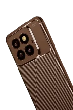 Newface Xiaomi Mi 14T Pro Kılıf Auto Focus Karbon Kapak - Kahverengi - Görsel 4