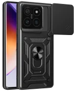 Newface Xiaomi Mi 14T Pro Kılıf Pars Lens Yüzüklü Silikon - Siyah