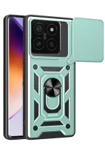 Newface Xiaomi Mi 14T Pro Kılıf Pars Lens Yüzüklü Silikon - Yeşil