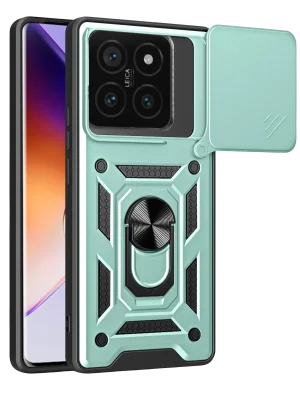 Newface Xiaomi Mi 14T Pro Kılıf Pars Lens Yüzüklü Silikon - Yeşil