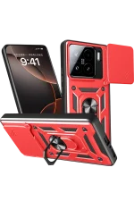 Newface Xiaomi Mi 15 Kılıf Pars Lens Yüzüklü Silikon - Kırmızı