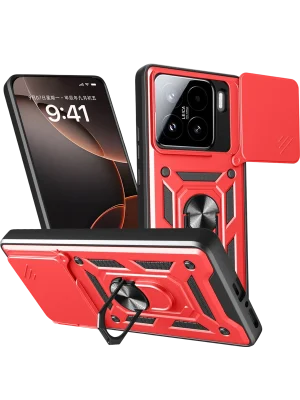 Newface Xiaomi Mi 15 Kılıf Pars Lens Yüzüklü Silikon - Kırmızı