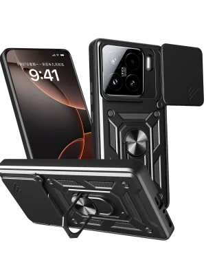 Newface Xiaomi Mi 15 Kılıf Pars Lens Yüzüklü Silikon - Siyah