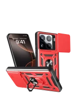 Newface Xiaomi Mi 15 Pro Kılıf Pars Lens Yüzüklü Silikon - Kırmızı