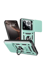 Newface Xiaomi Mi 15 Pro Kılıf Pars Lens Yüzüklü Silikon - Yeşil