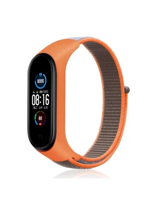 Newface Xiaomi Mi Band 4 Hasırlı Cırtcırtlı Kordon - Turuncu-Gri