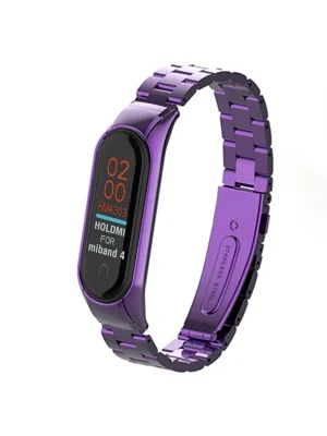 Newface Xiaomi Mi Band 4 Metal Baklalı Kordon - Mor