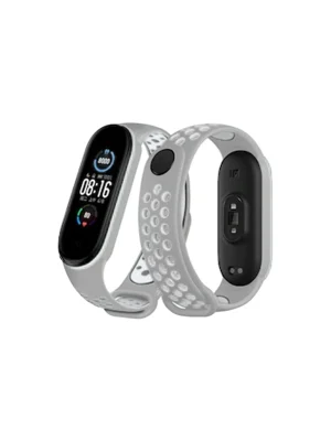 Newface Xiaomi Mi Band 4 Spor Delikli Kordon - Gri-Beyaz