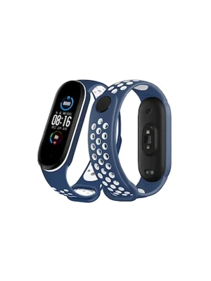 Newface Xiaomi Mi Band 7 Spor Delikli Kordon - Lacivert-Beyaz