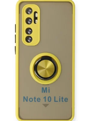 Newface Xiaomi Mi Note 10 Lite Kılıf Montreal Yüzüklü Silikon Kapak - Sarı