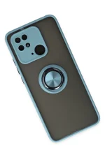 Newface Xiaomi Poco C40 Kılıf Montreal Yüzüklü Silikon Kapak - Buz Mavi - Görsel 2