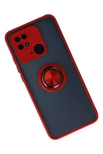 Newface Xiaomi Poco C40 Kılıf Montreal Yüzüklü Silikon Kapak - Kırmızı - Görsel 2