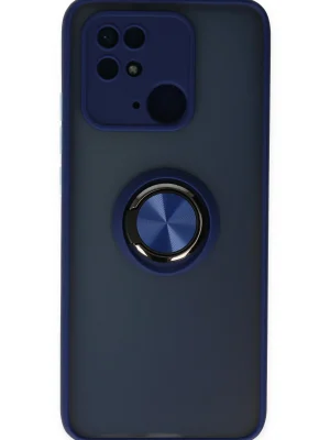 Newface Xiaomi Poco C40 Kılıf Montreal Yüzüklü Silikon Kapak - Lacivert