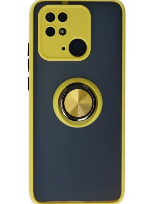 Newface Xiaomi Poco C40 Kılıf Montreal Yüzüklü Silikon Kapak - Sarı
