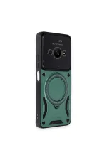 Newface Xiaomi Poco C61 Kılıf Joy Lens Standlı Kapak - Koyu Yeşil - Görsel 2
