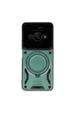 Newface Xiaomi Poco C61 Kılıf Joy Lens Standlı Kapak - Koyu Yeşil