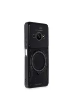 Newface Xiaomi Poco C61 Kılıf Joy Lens Standlı Kapak - Siyah - Görsel 2