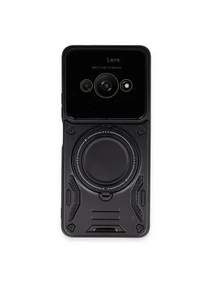 Newface Xiaomi Poco C61 Kılıf Joy Lens Standlı Kapak - Siyah