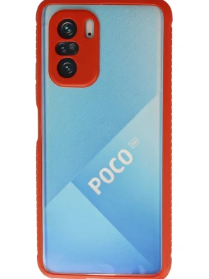 Newface Xiaomi Poco F3 Kılıf Miami Şeffaf Silikon - Kırmızı