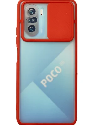 Newface Xiaomi Poco F3 Kılıf Palm Buzlu Kamera Sürgülü Silikon - Kırmızı